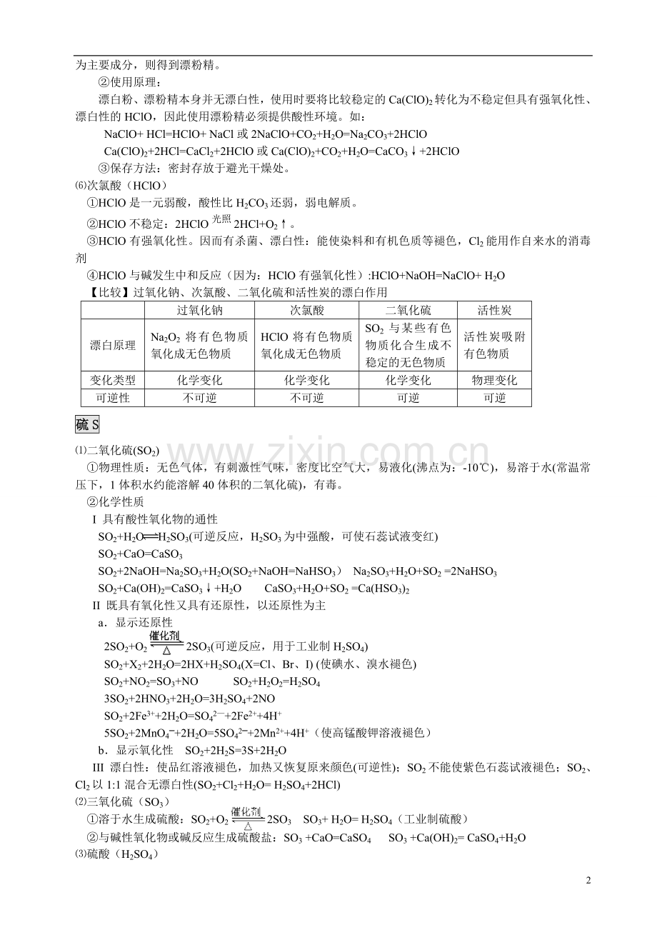 高一化学必修一非金属及其化合物资料及习题.doc_第2页