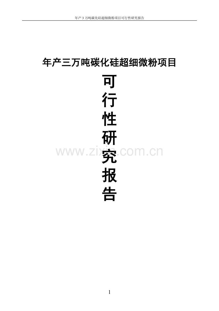 年产3万吨碳化硅超细微粉项目可行性研究报告.doc_第1页