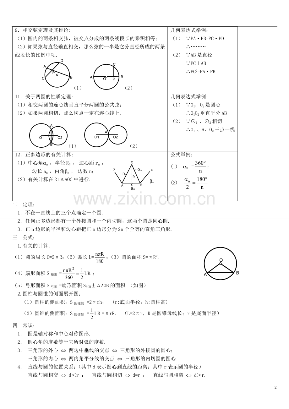 初三数学圆弧扇形公式最详细.doc_第2页