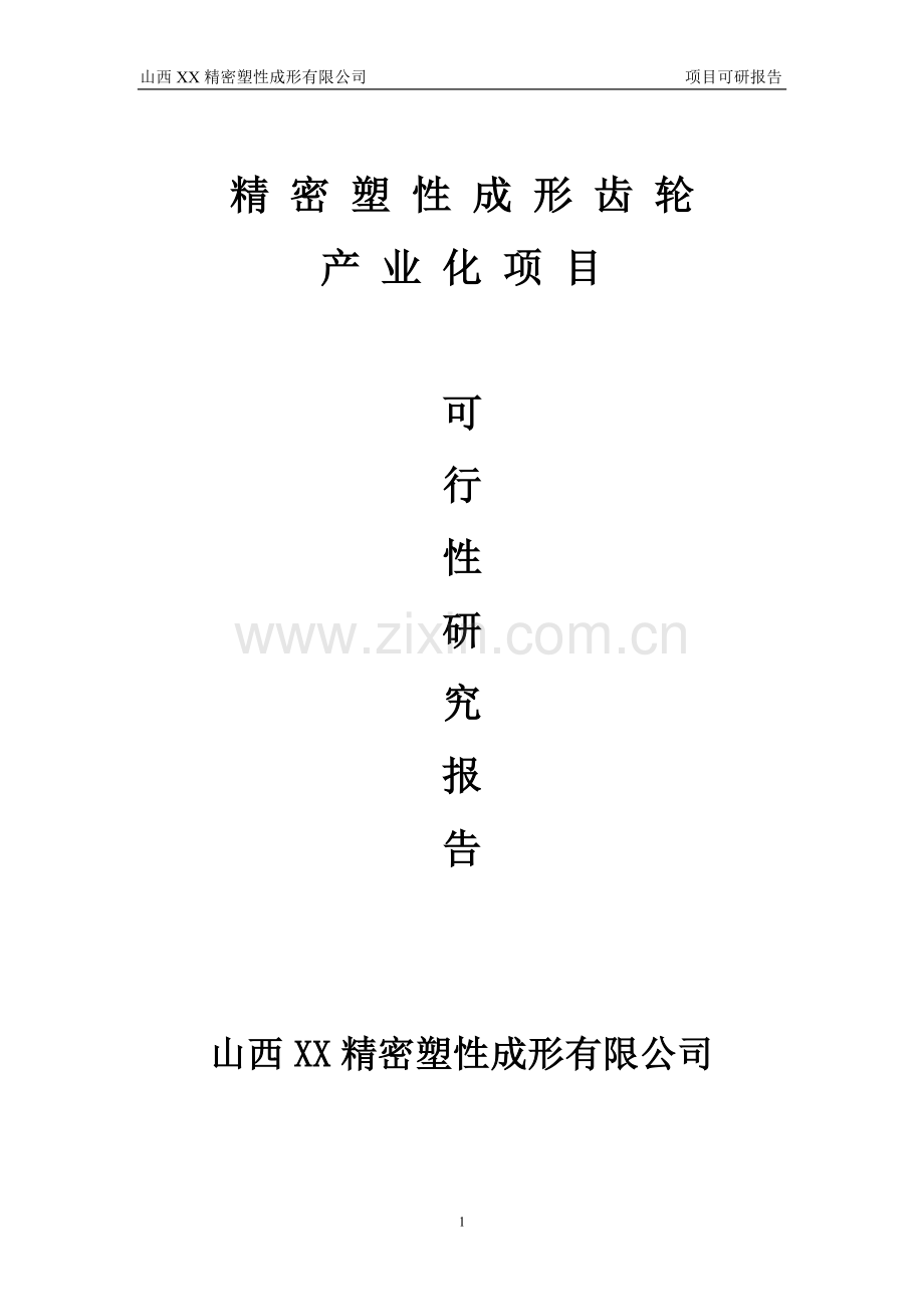 山西xx精密塑性成形有限公司精密塑性成形齿轮项目立项建设可行性分析报告.doc_第1页