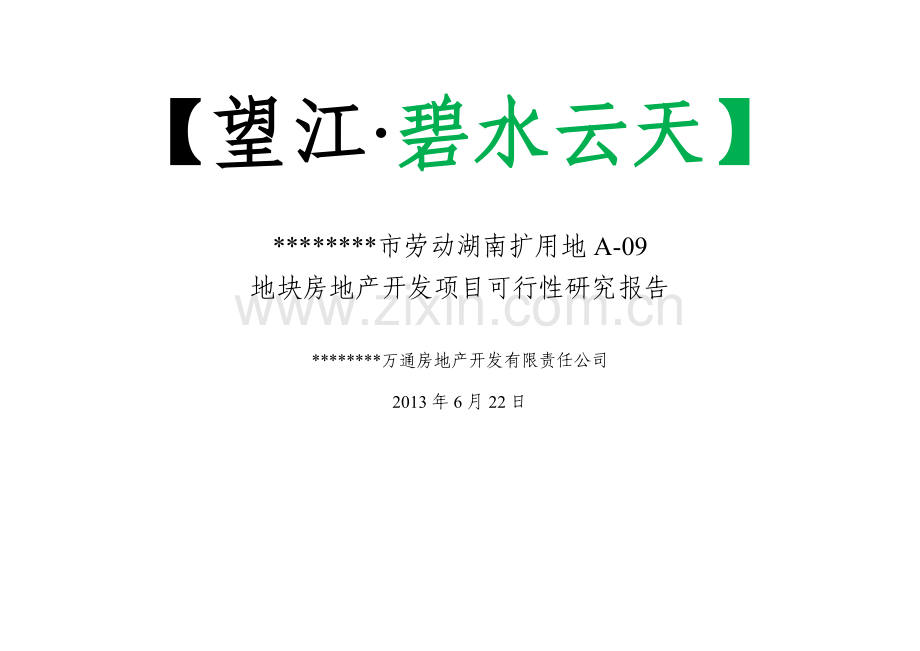 劳动湖南扩用地a-09地块房地产开发项目可行性研究报告书.doc_第1页