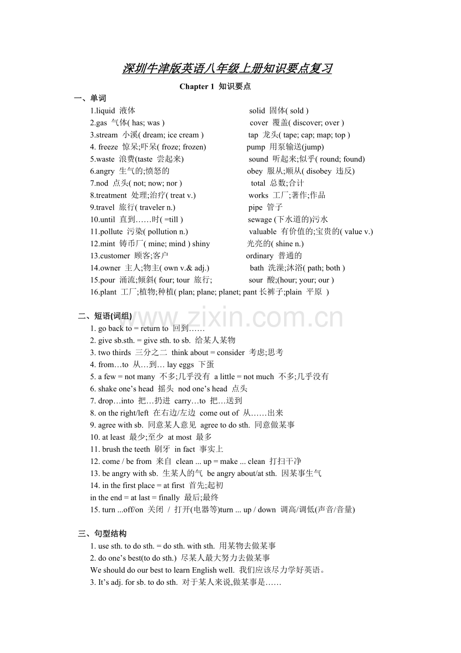 深圳牛津版英语八年级上册知识要点复习(2).doc_第1页