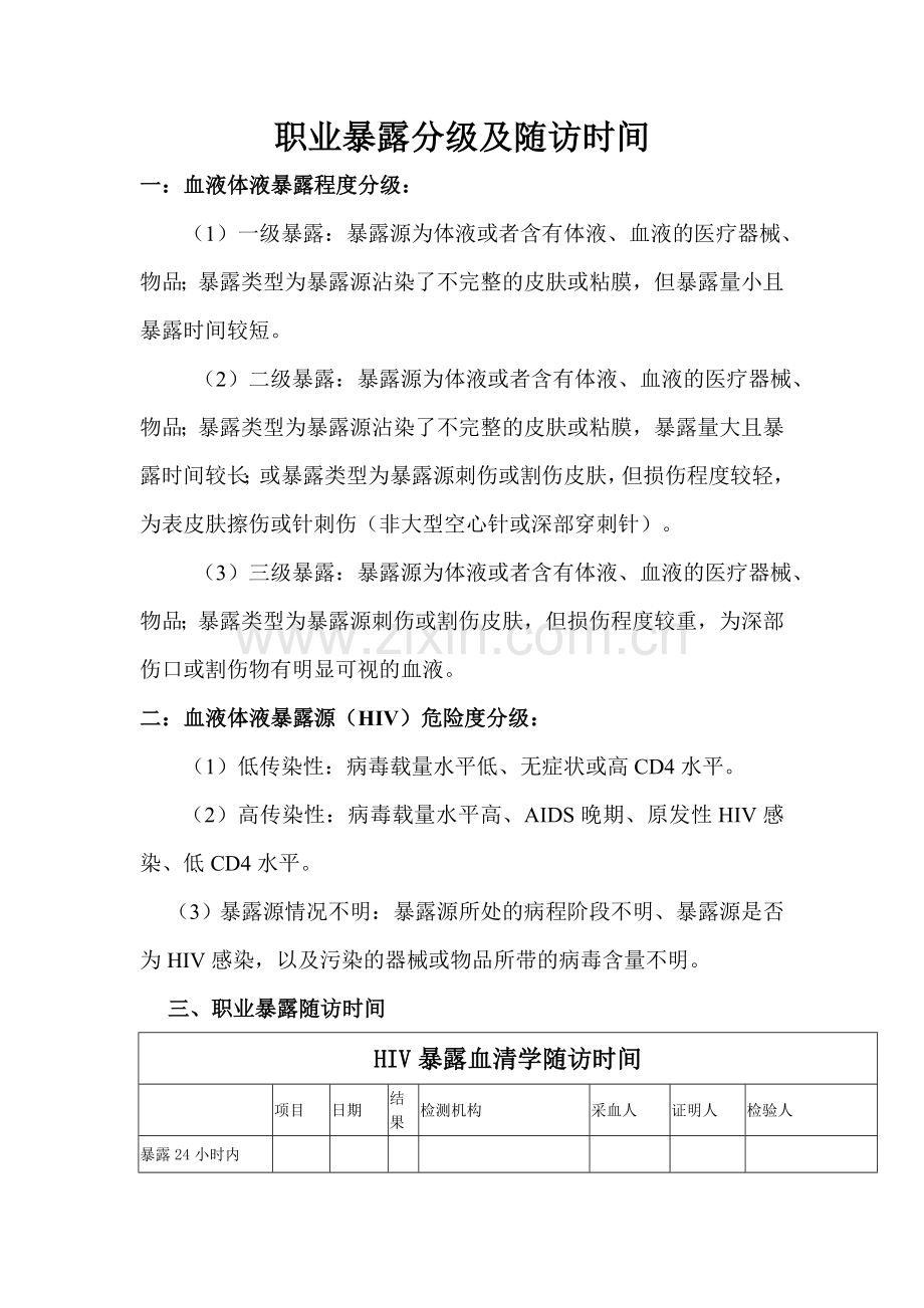 职业暴露分级及随访时间.doc_第1页