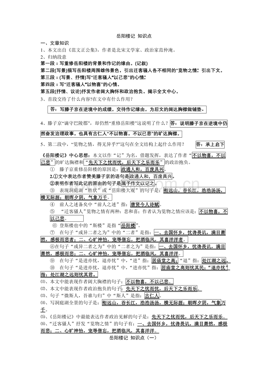 岳阳楼记知识点梳理.doc_第1页