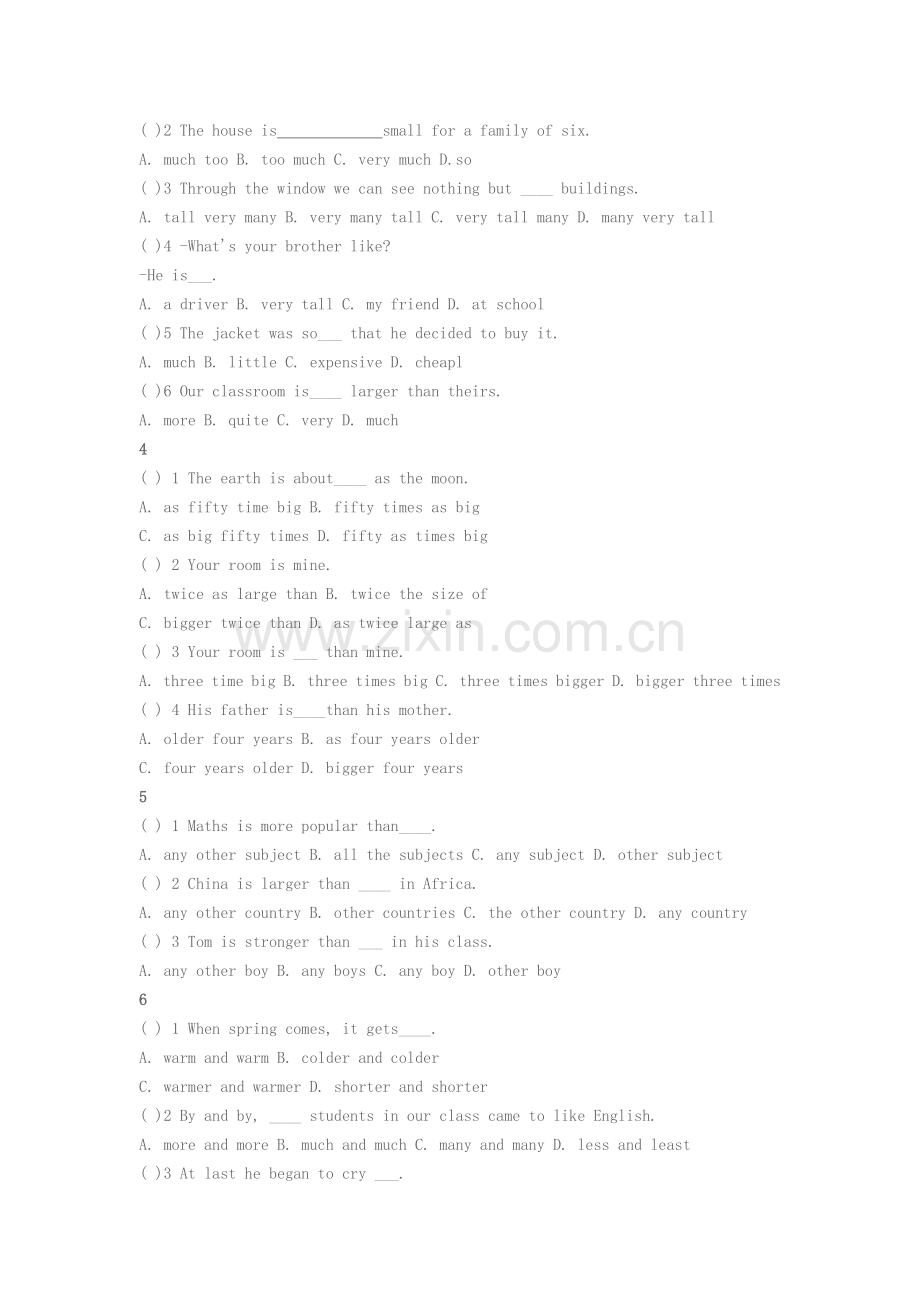 七、中考英语形容词副词练习题(附答案).doc_第2页