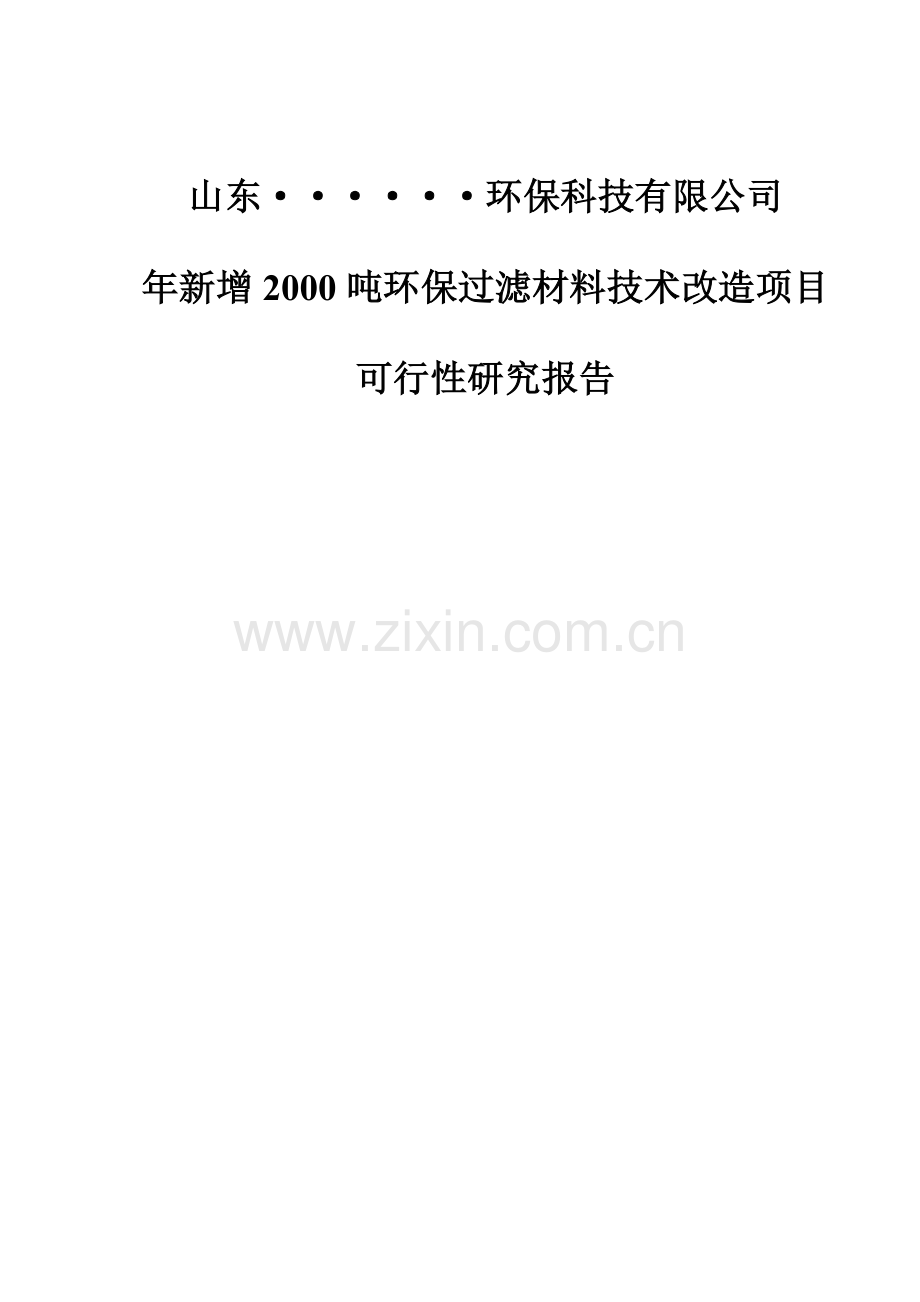 新增2000吨环保x过滤材料(新材料)技术改造可行性策划书(甲级资质).doc_第1页