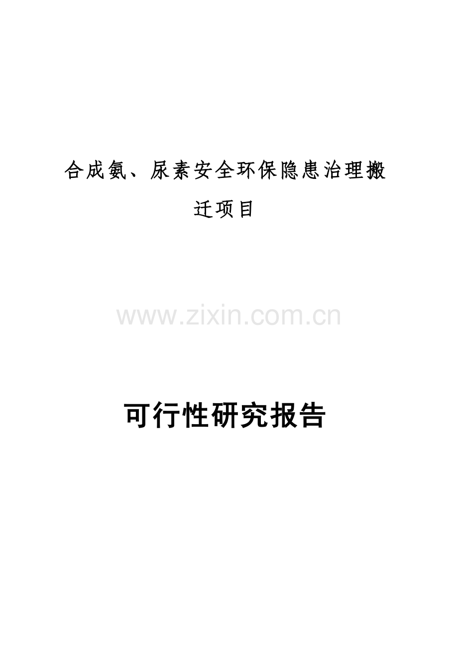 某地区合成氨、尿素安全环保隐患治理搬迁项目建设可行性研究报告.doc_第1页