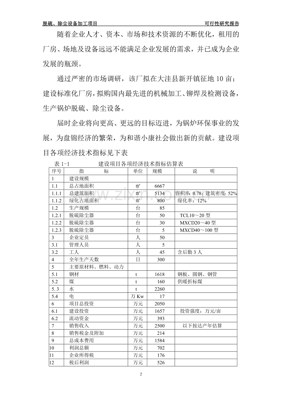 脱硫、除尘设备加工可行性研究报告.doc_第2页