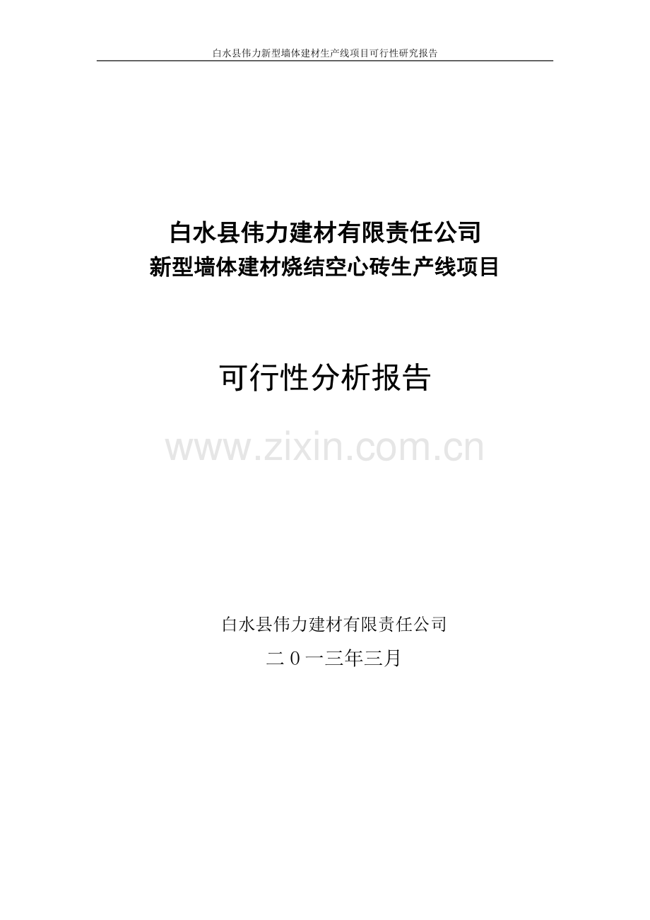 白水县空心砖生产线项目申请立项可行性研究报告.doc_第1页