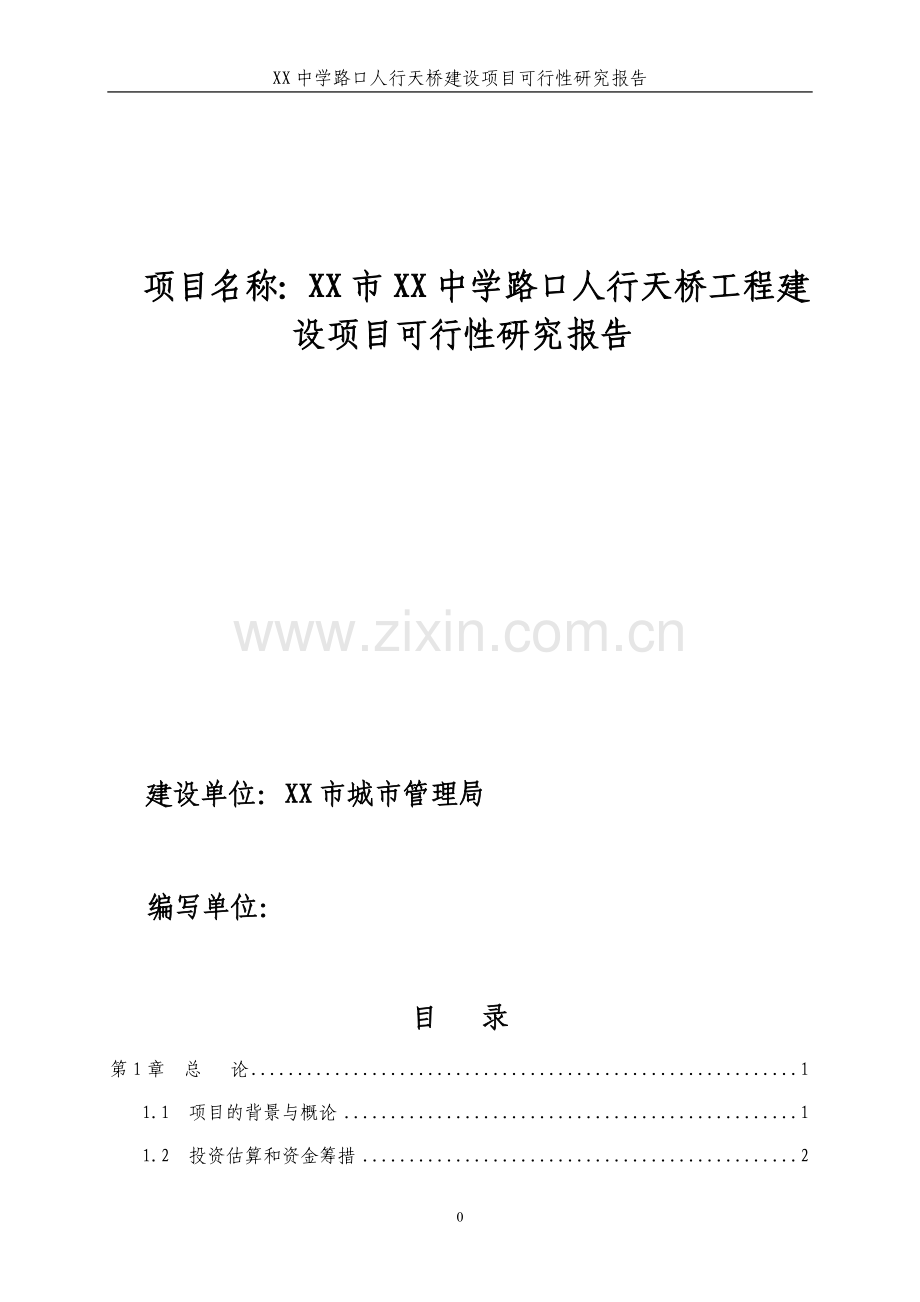 某地人行天桥项目可行性论证报告.doc_第1页