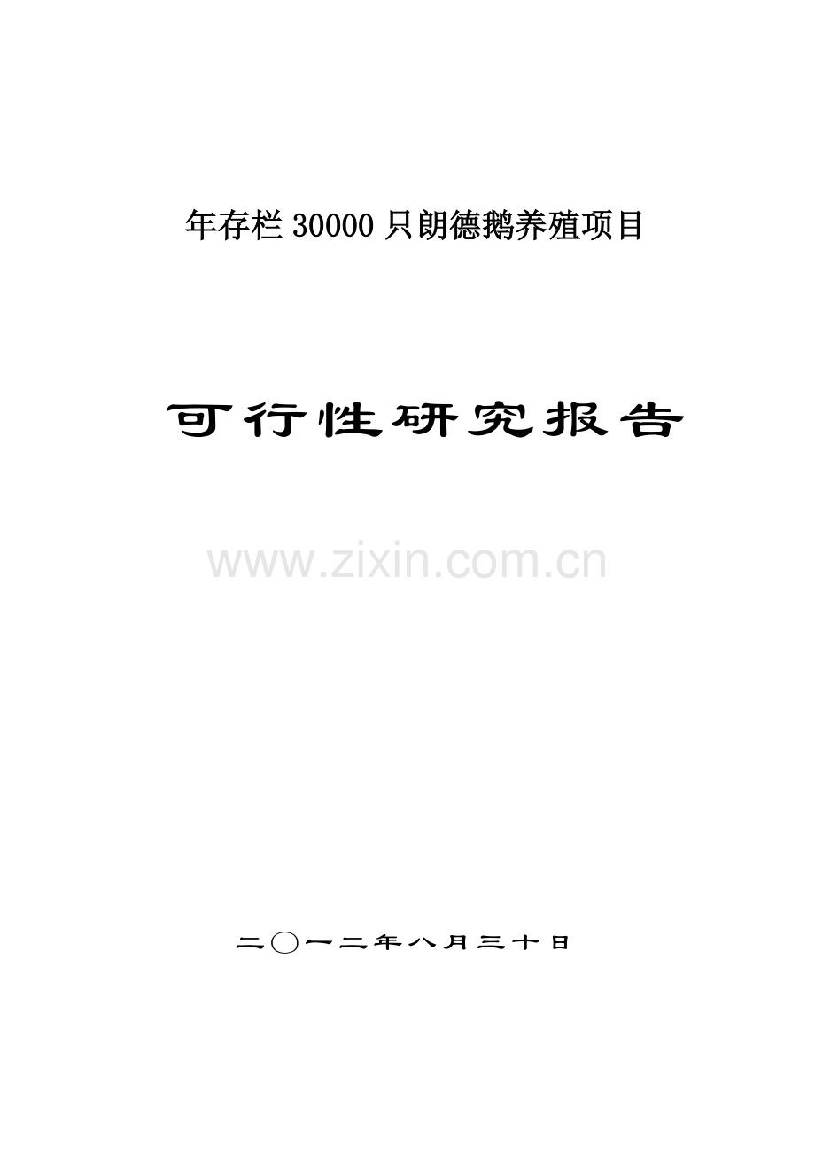 年存栏30000只朗德鹅养殖项目可行性策划书.doc_第1页