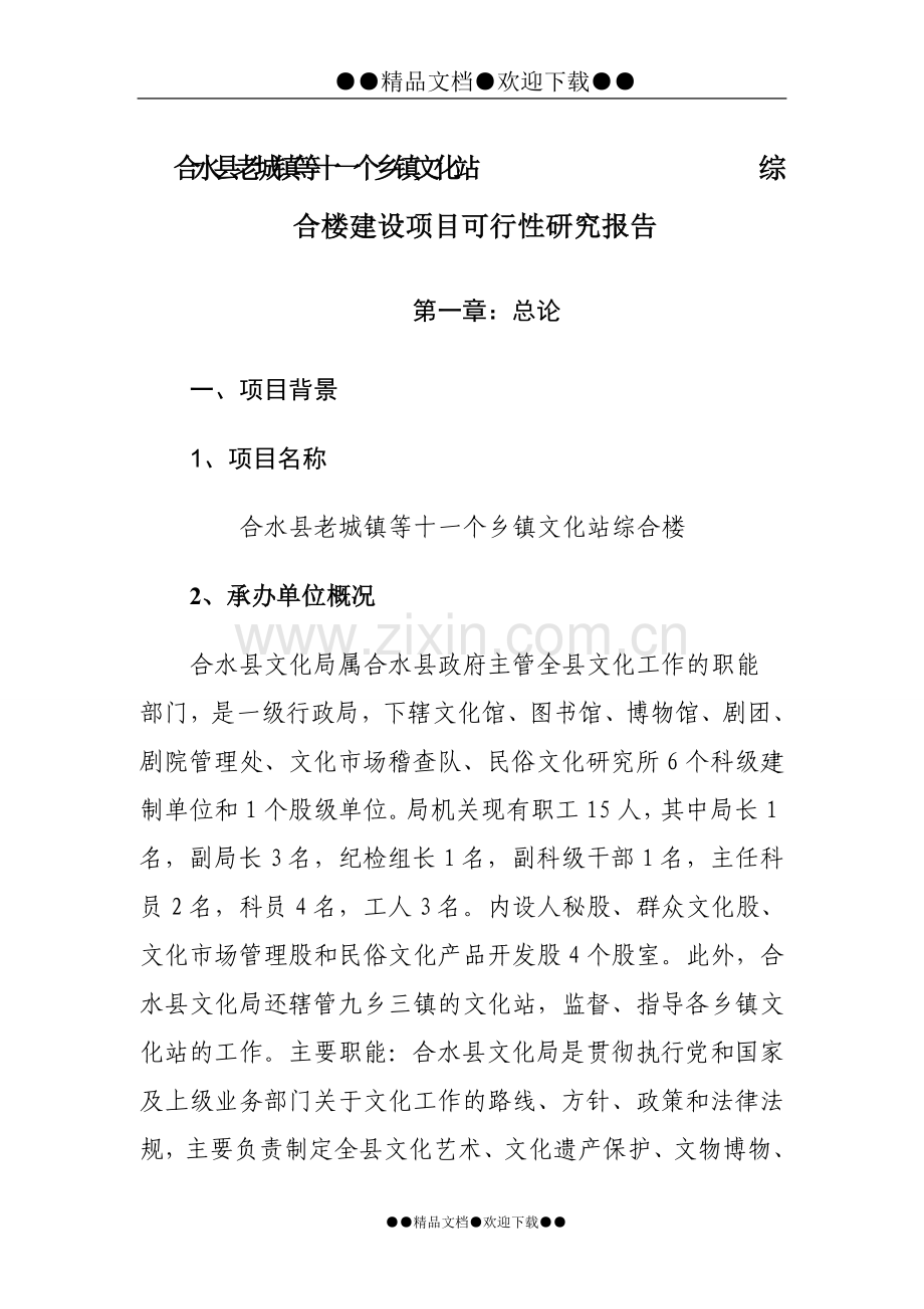 某文化站综合楼可行性策划报告1.doc_第1页