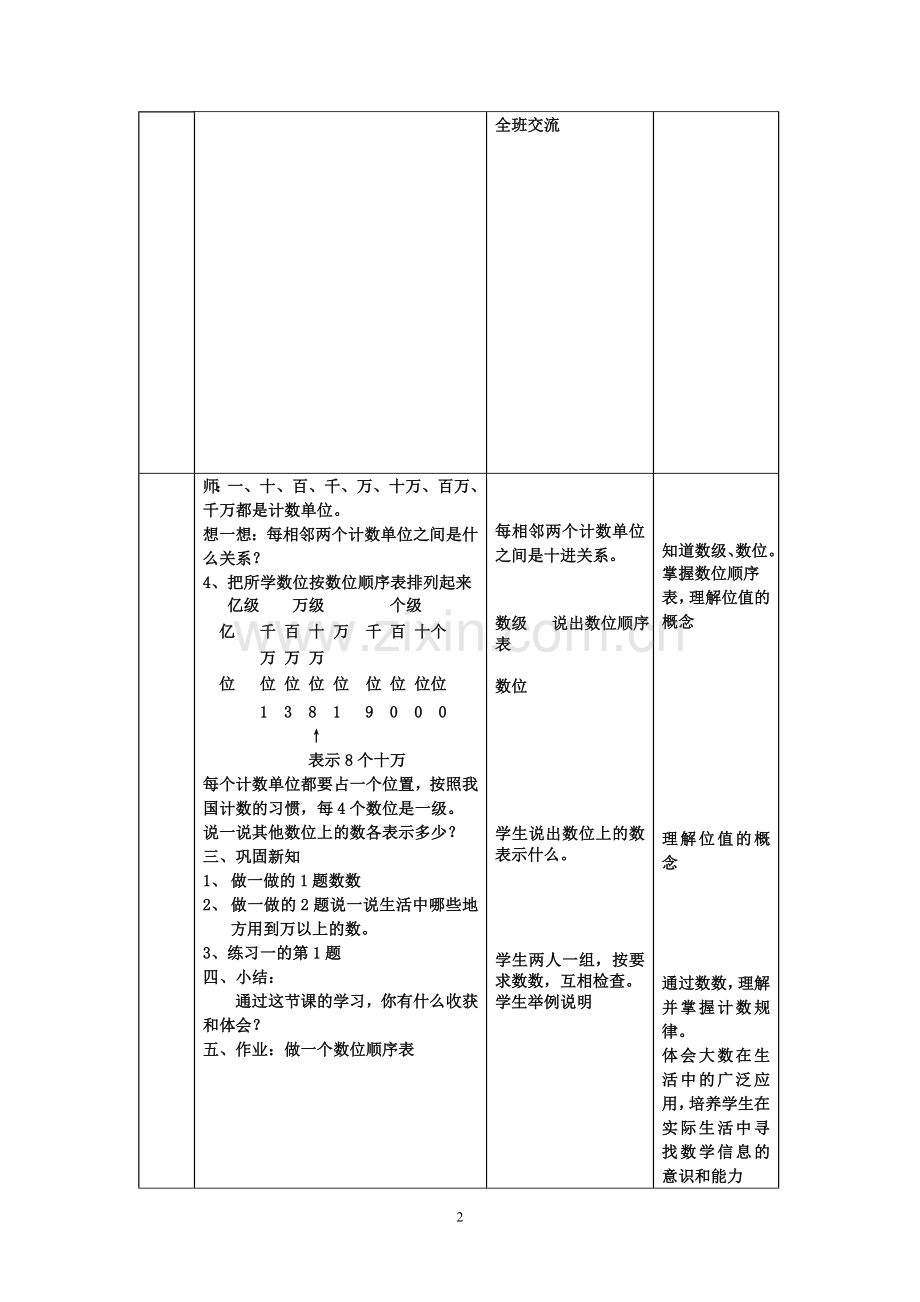 人教版小学数学四年级上册教案表格式—--学案教案.doc_第2页