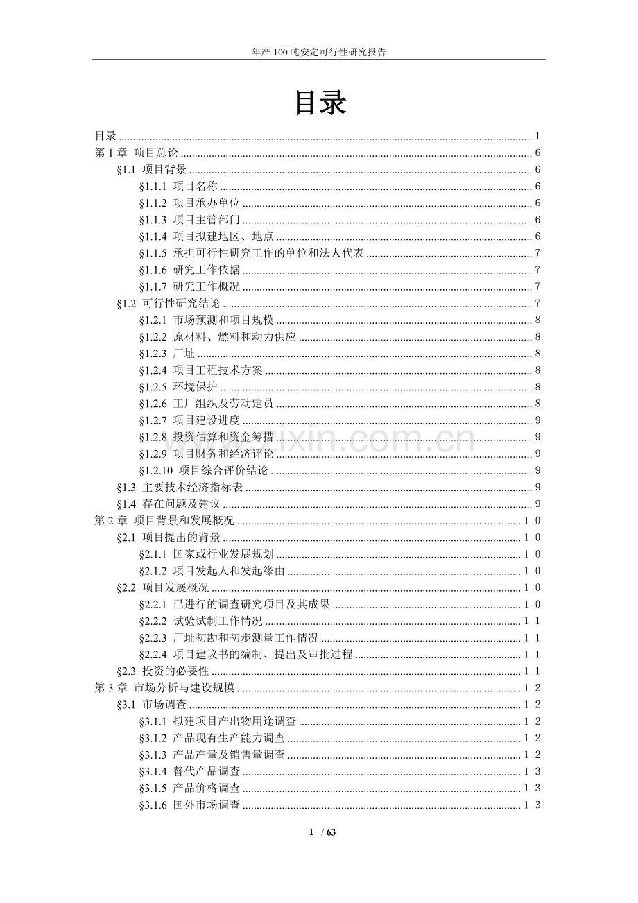 100吨安定项目可行性论证报告.doc_第1页