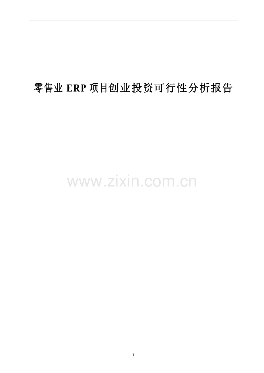 零售业erp项目创业投资可行性分析报告.doc_第1页