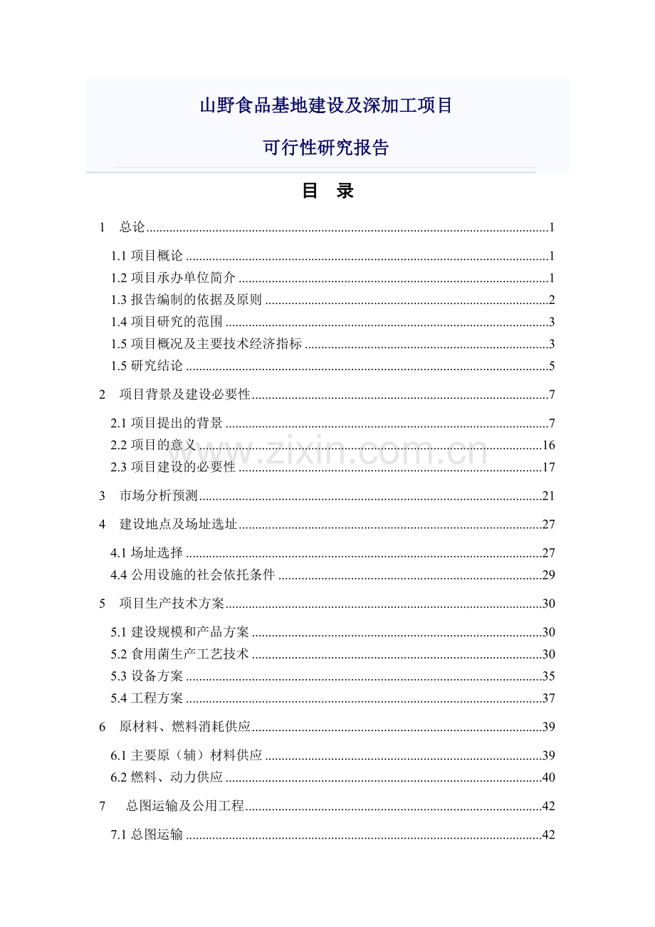 山野食品基地建设及深加工项目可行性策划书.doc_第1页