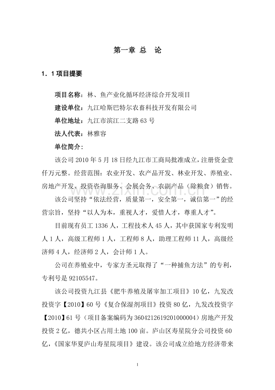 林、鱼产业化循环经济综合开发项目泡桐速丰林可行性研究报告.doc_第1页