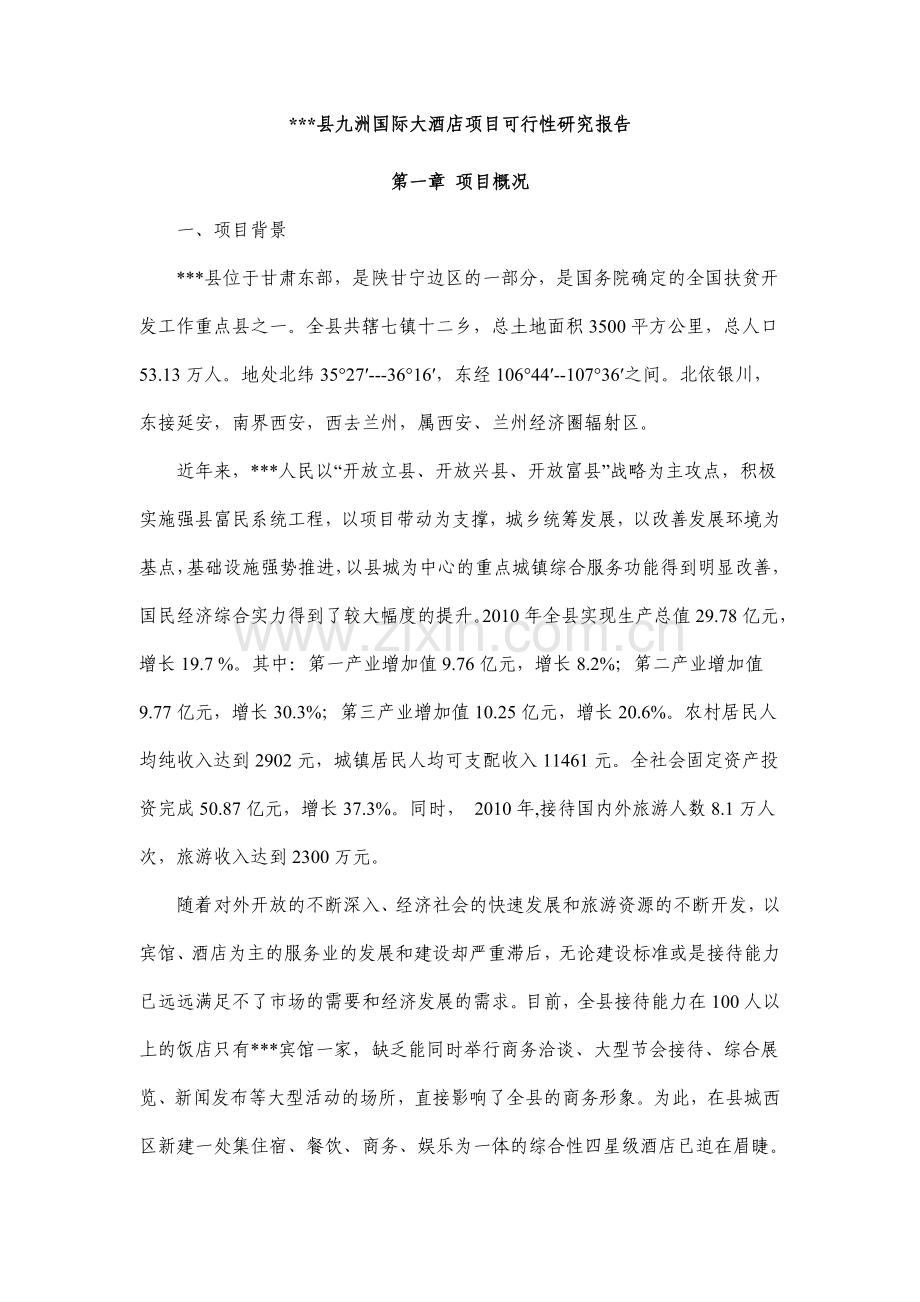 九洲国际大酒店可研报告.doc_第1页