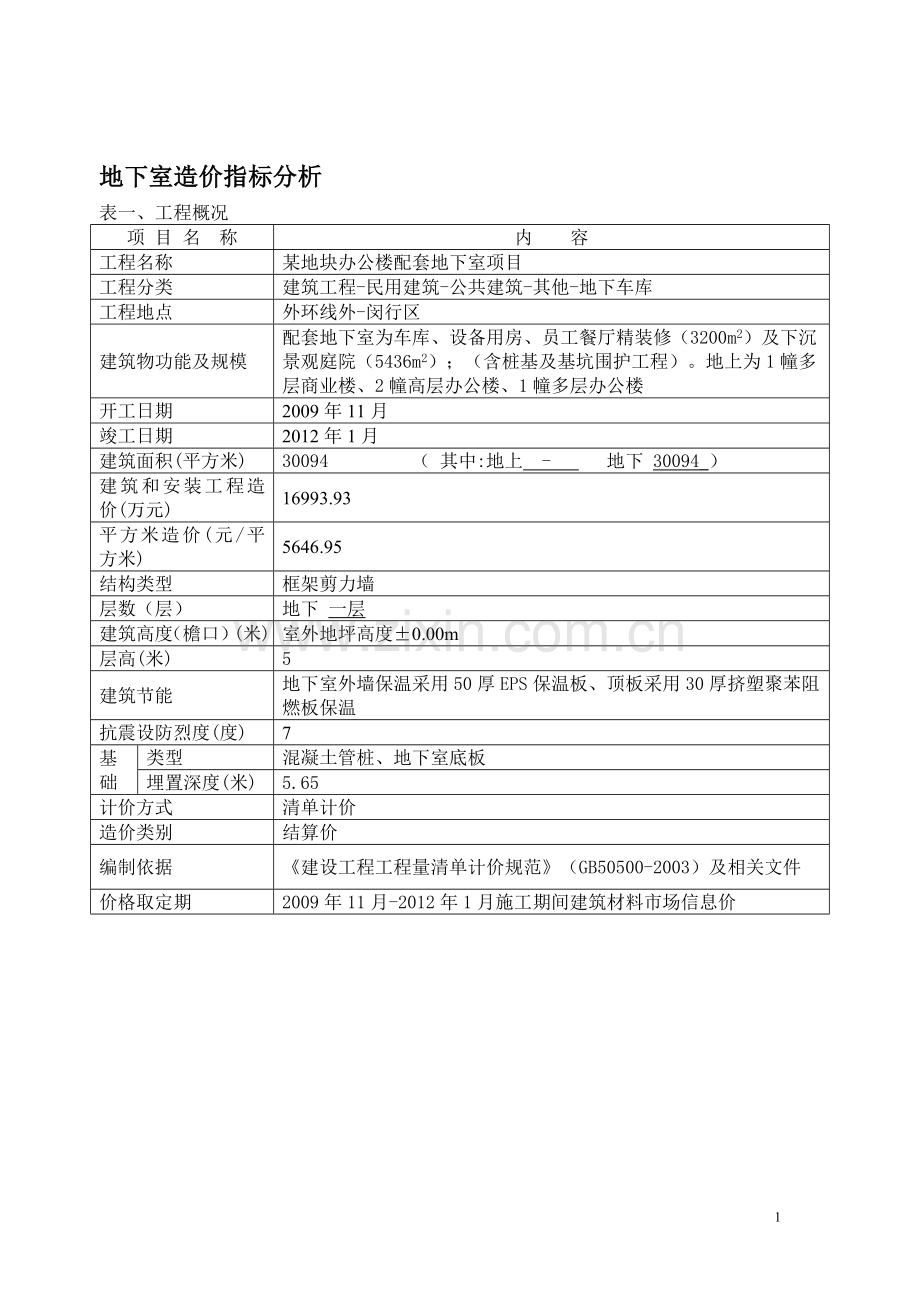地下室造价指标分析.doc_第1页