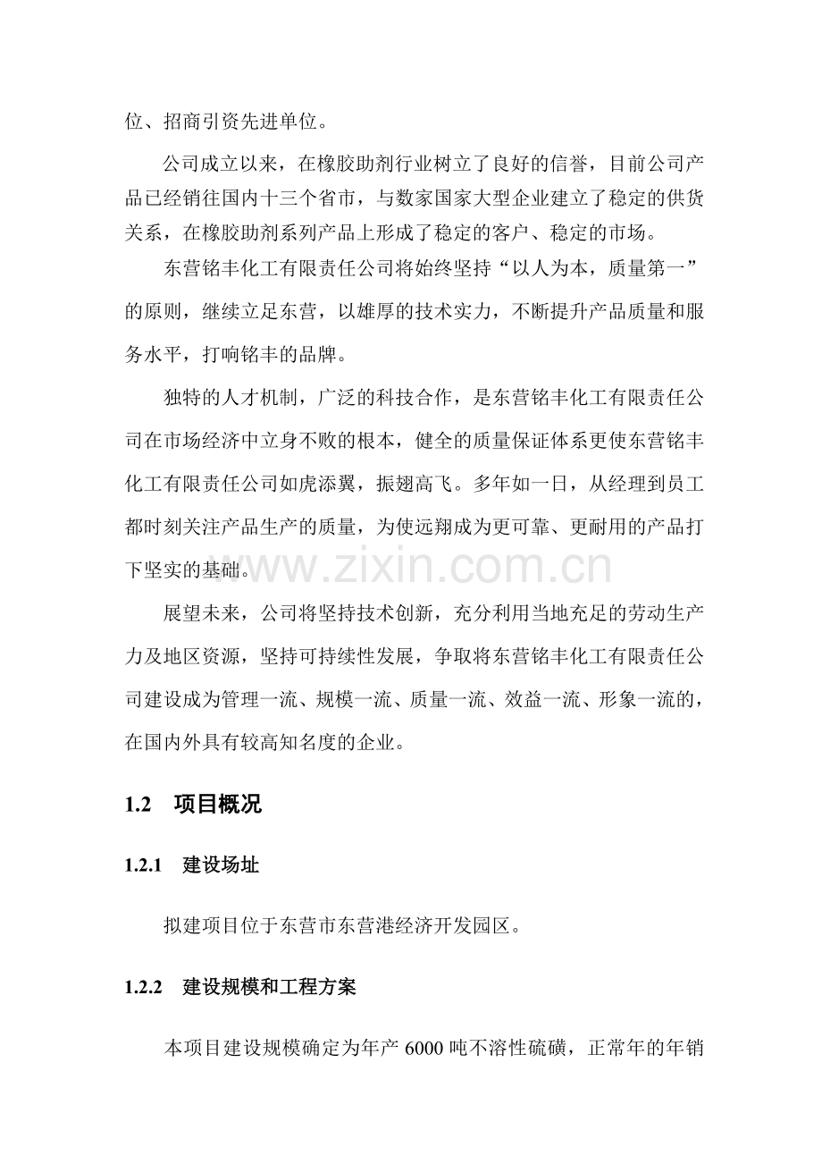 东营铭丰化工有限责任公司年6000吨不溶性硫磺可行性策划书.doc_第2页
