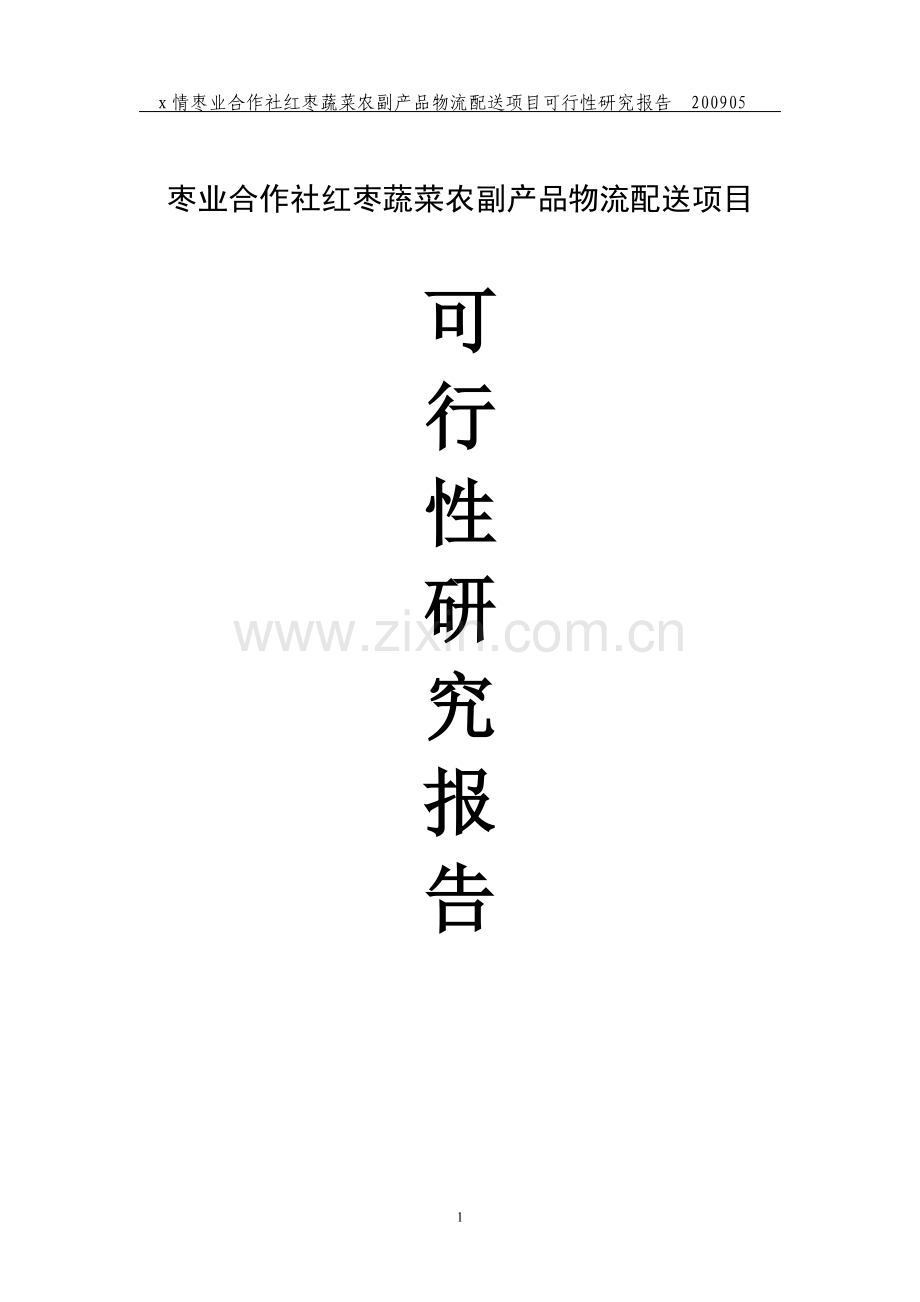 红枣蔬菜农副产品物流配送项目可行性研究报告.doc_第1页