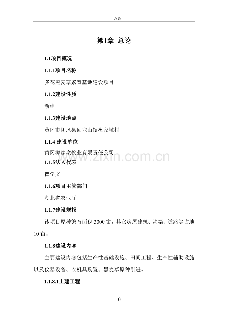 多花黑麦草繁育基地项目建设可行性研究报告.doc_第1页