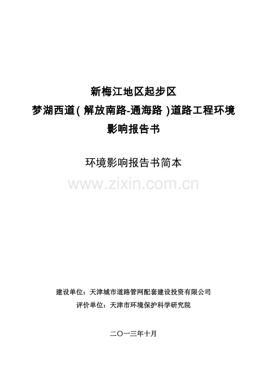 新梅江地区起步区梦湖西道(解放南路通海路)道路工程立项环境影响评估报告书立项环境影响评估报告书.doc_第1页