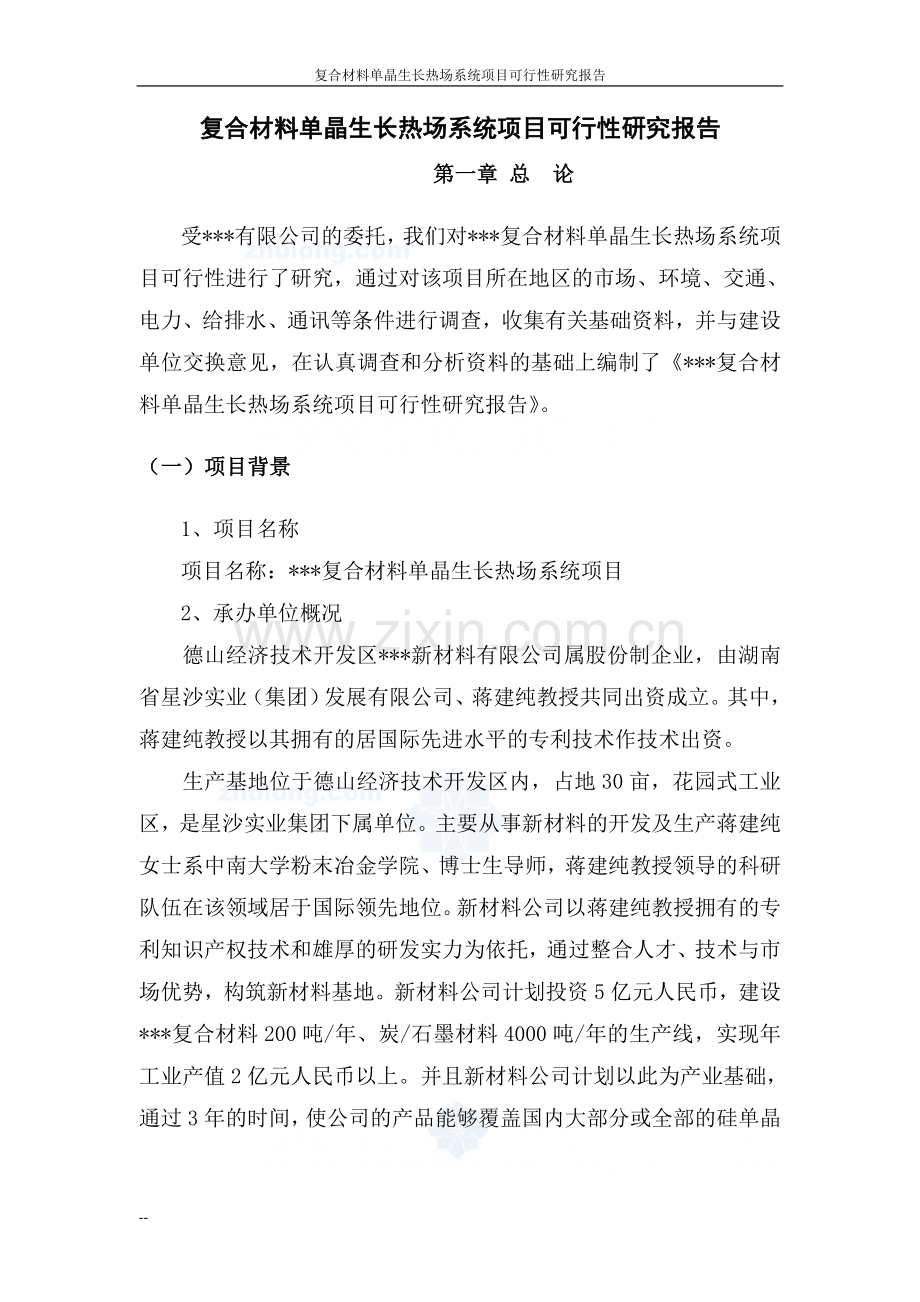 复合材料单晶生长热场系统项目可行性论证报告定稿.doc_第1页