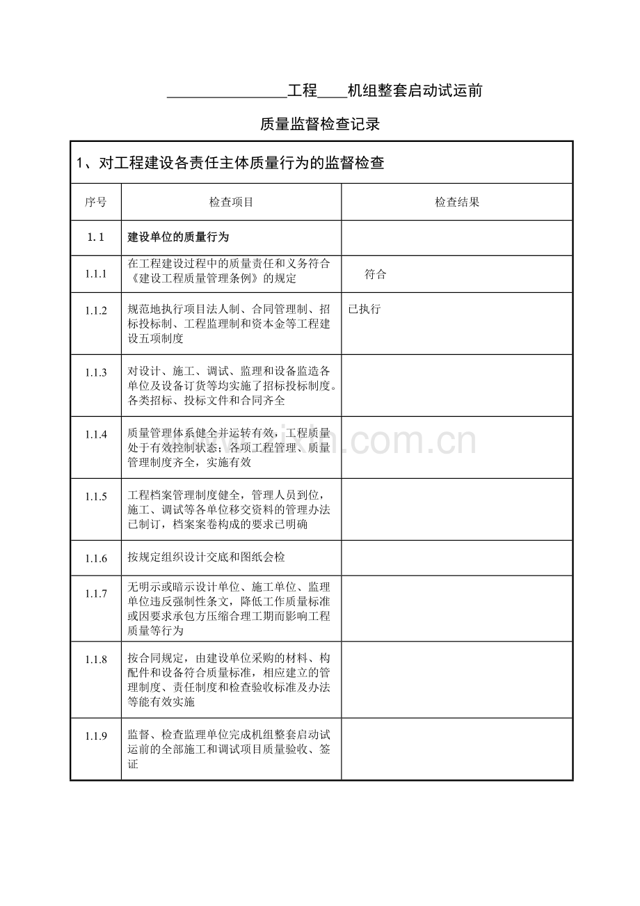 流化床机组整套启动试运前质量监督检查记录典型表式.doc_第2页