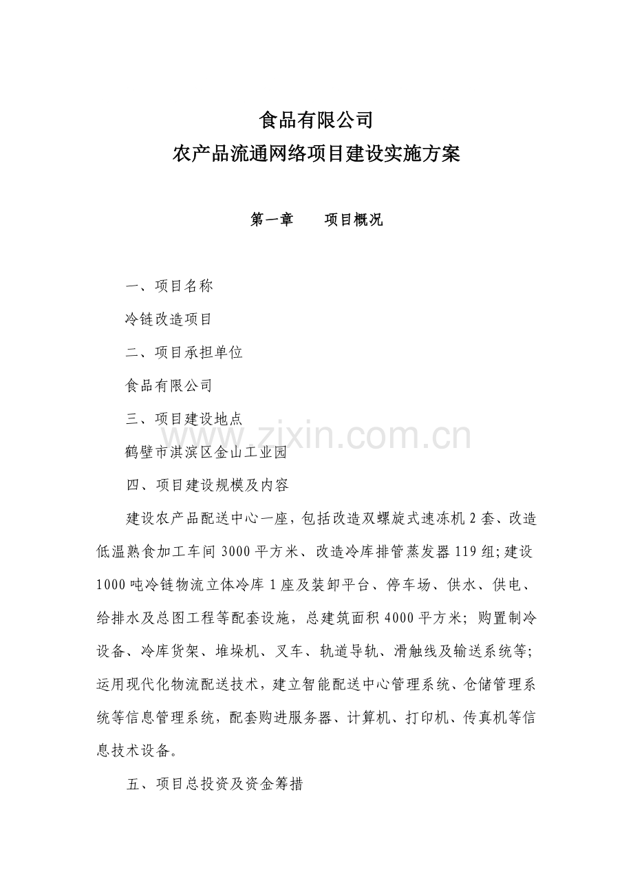 农产品流通网络项目建设实施方案.doc_第1页