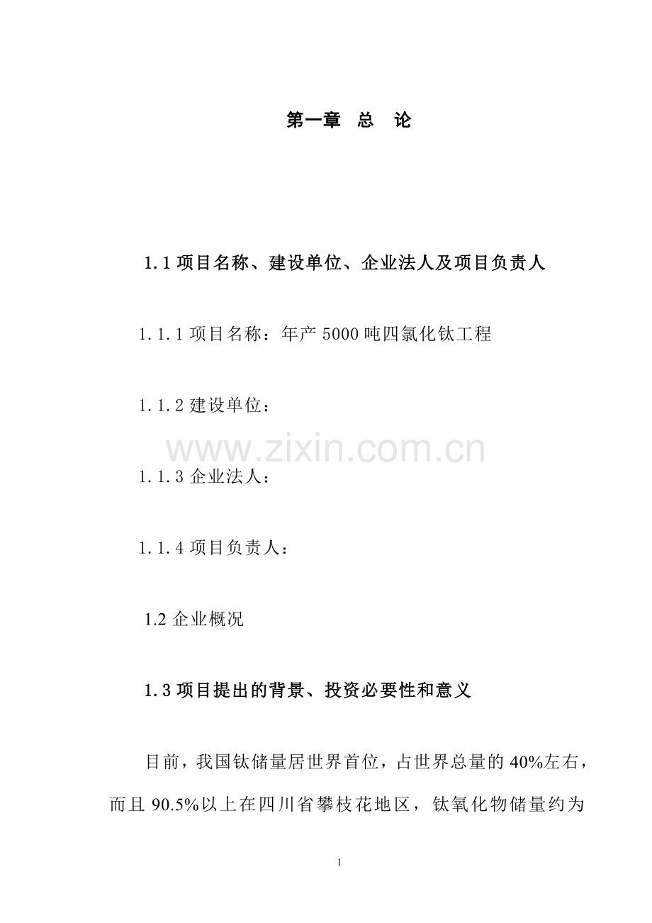四川某企业年产5000吨四氯化钛工程可行性论证报告.doc_第2页