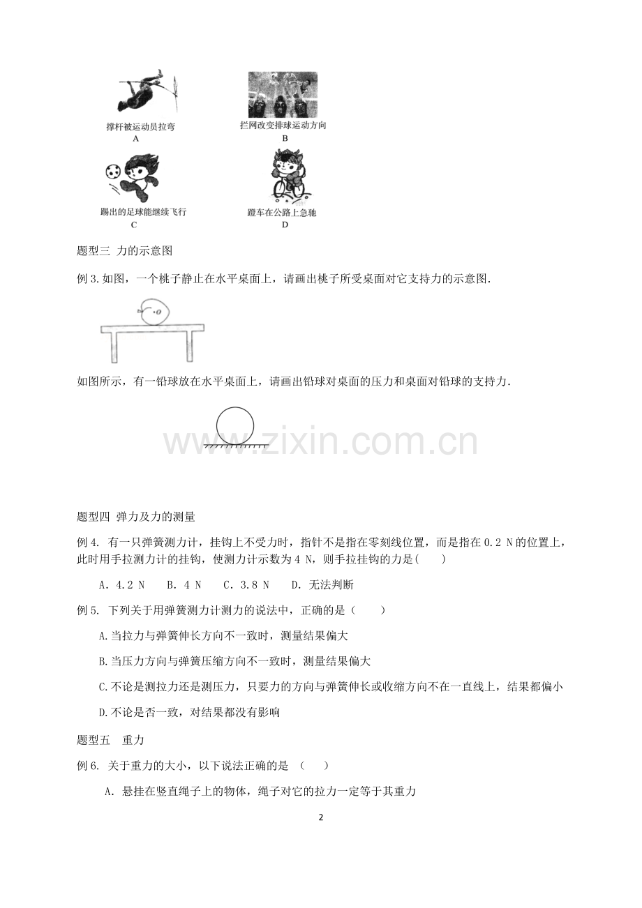 初二物理力、弹力、重力(学生版).doc_第2页