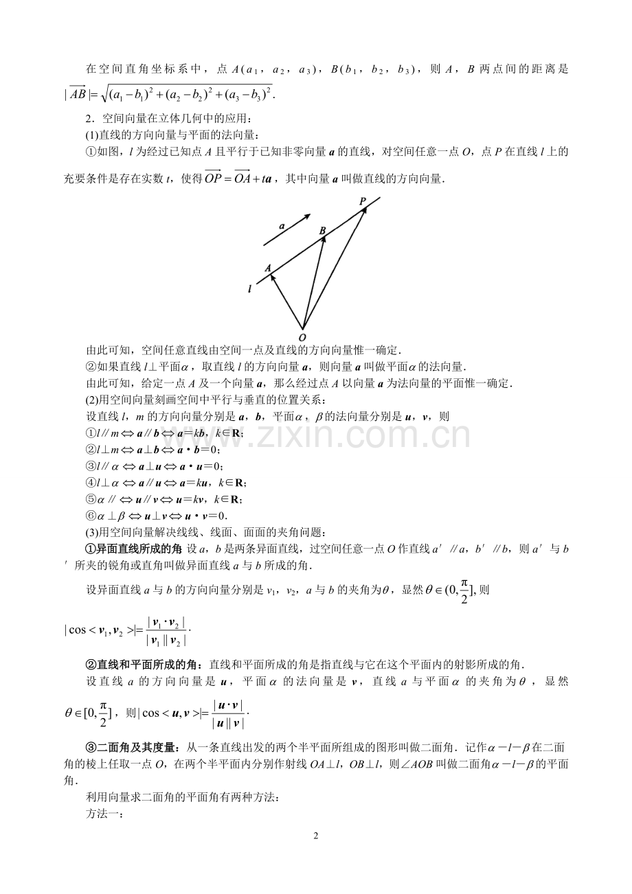空间向量与立体几何知识点和习题(含答案)[1].doc_第2页