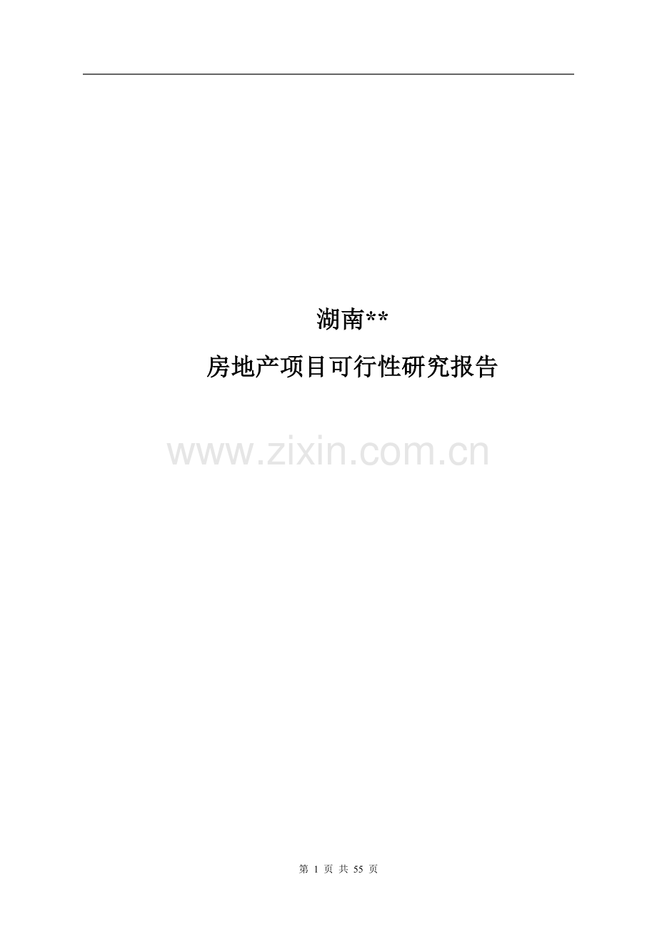 万科湖南某房地产项目可行性研究报告.doc_第1页