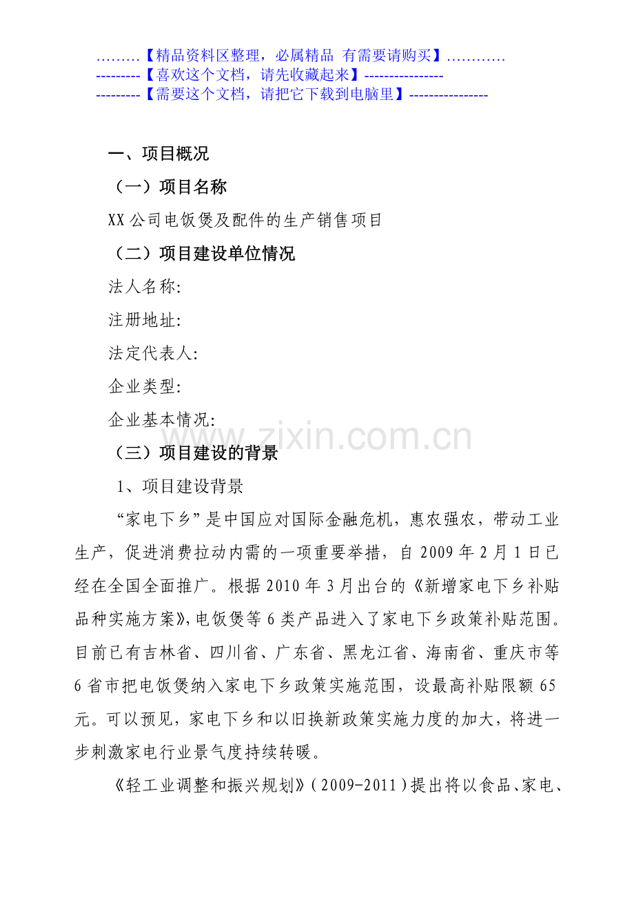 电饭煲及配件项目建设投资可行性研究报告.doc_第2页