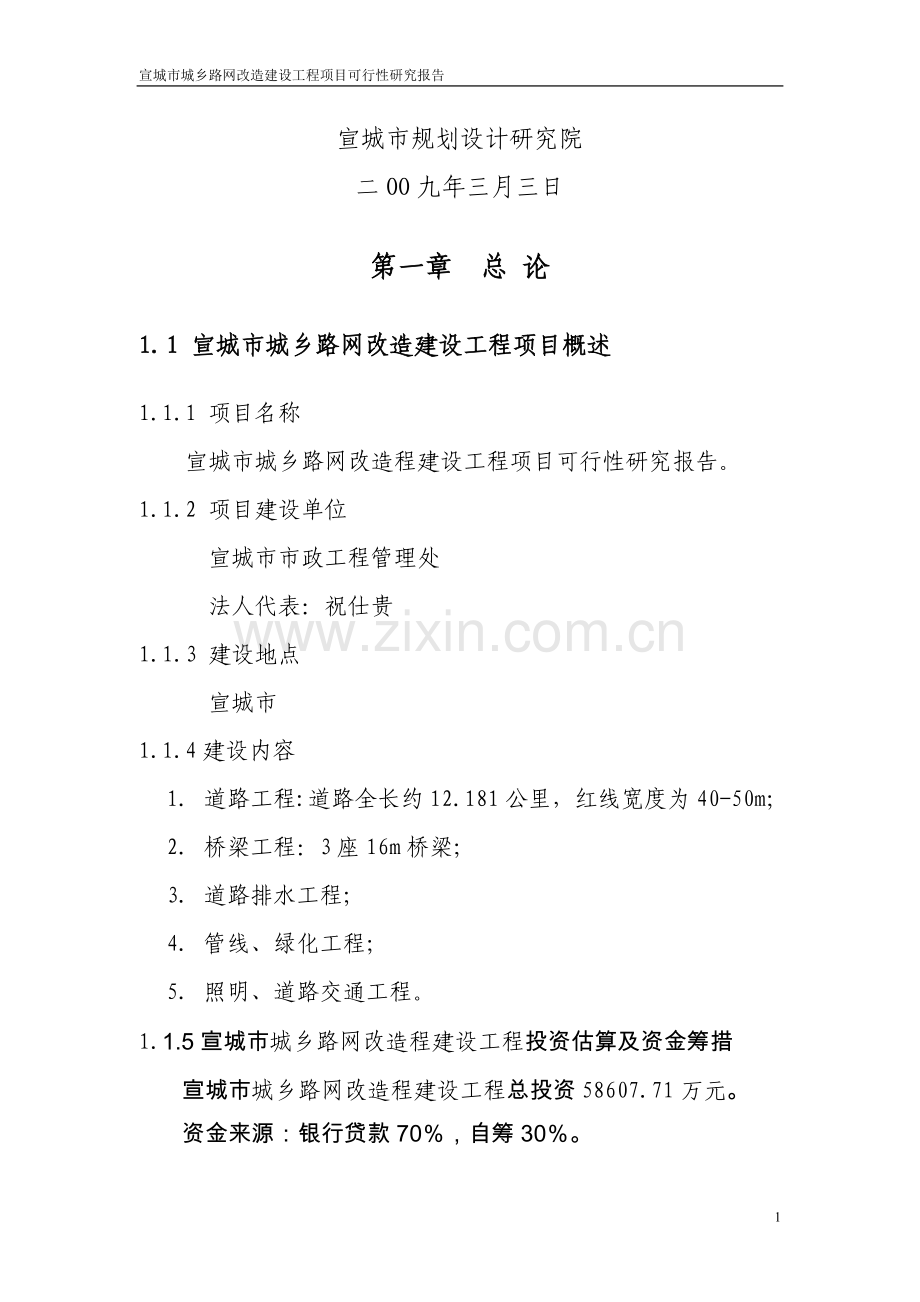 宣城市城乡路网改造工程可行性研究报告(优秀可行性研究报告).doc_第2页