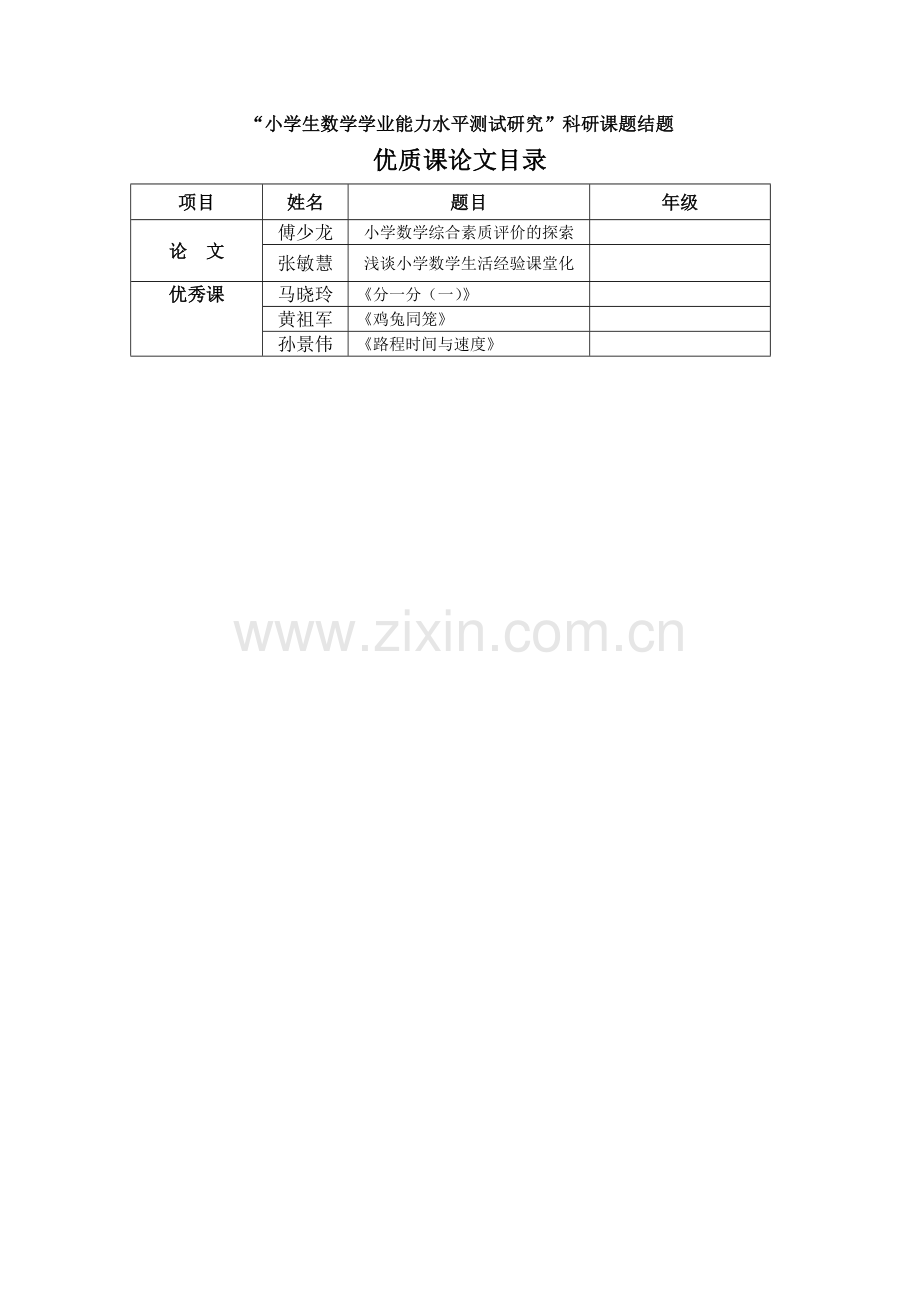 论文优质课-小学数学综合素质评价的探索大学论文.doc_第1页