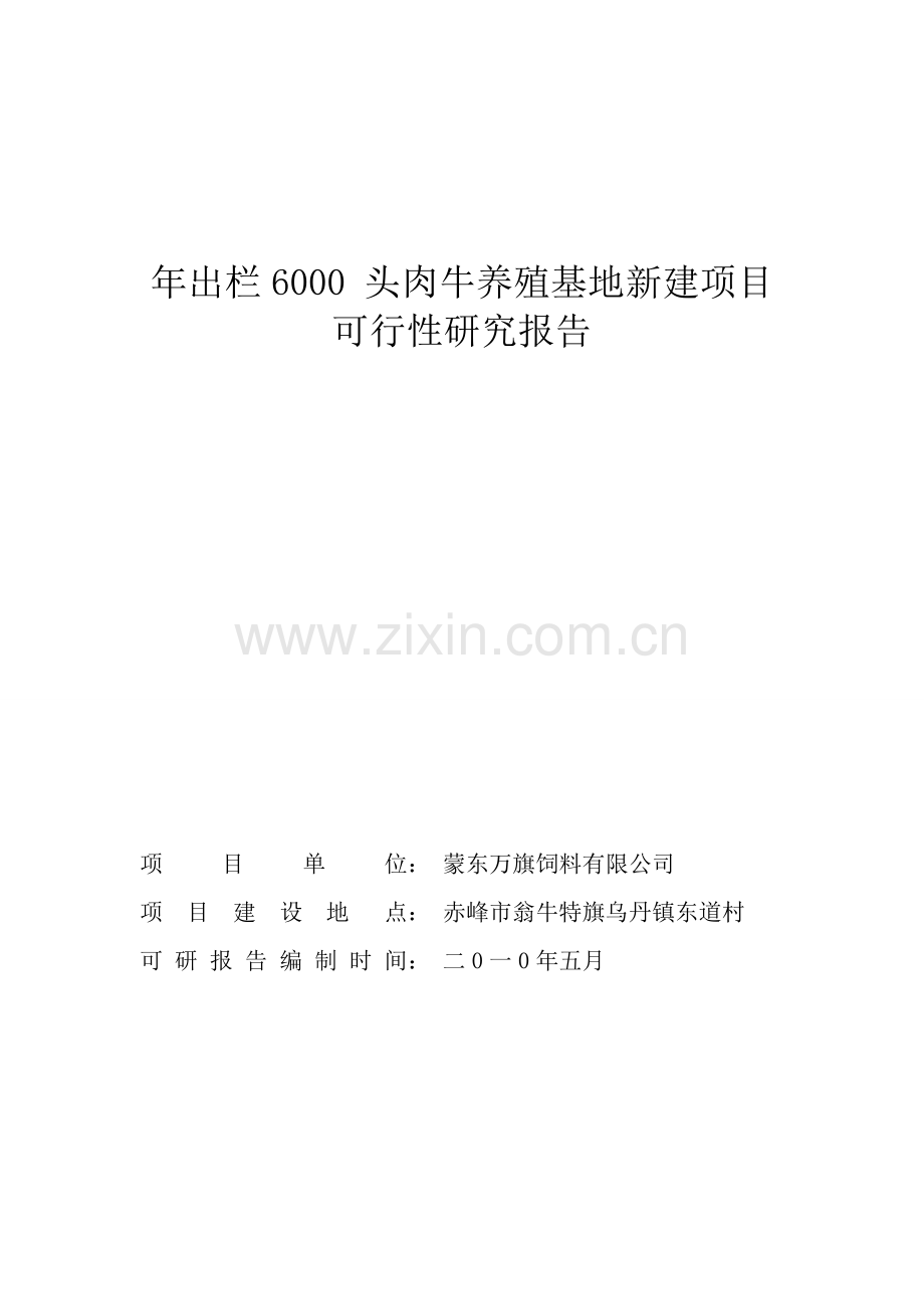 年出栏6000-头肉牛养殖基地新建项目可行性论证报告.doc_第1页