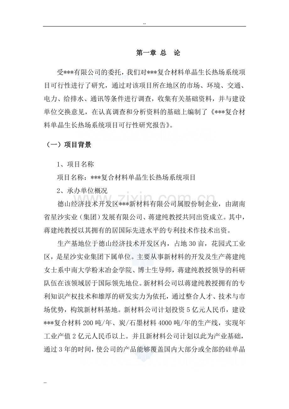 复合材料单晶生长热场系统项目可行性论证报告-优秀甲级资质可行性论证报告.doc_第1页