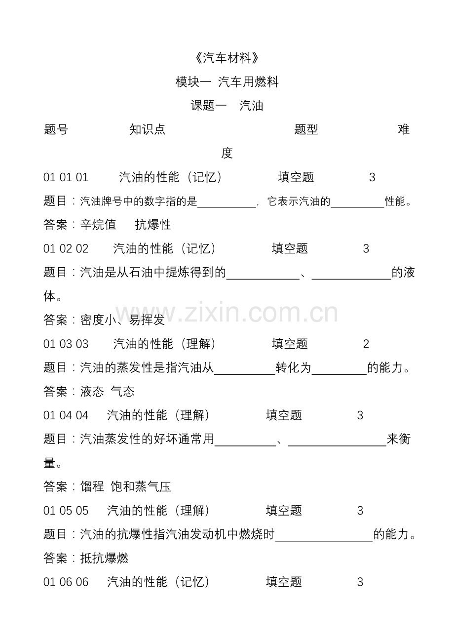 汽车材料试题.doc_第1页