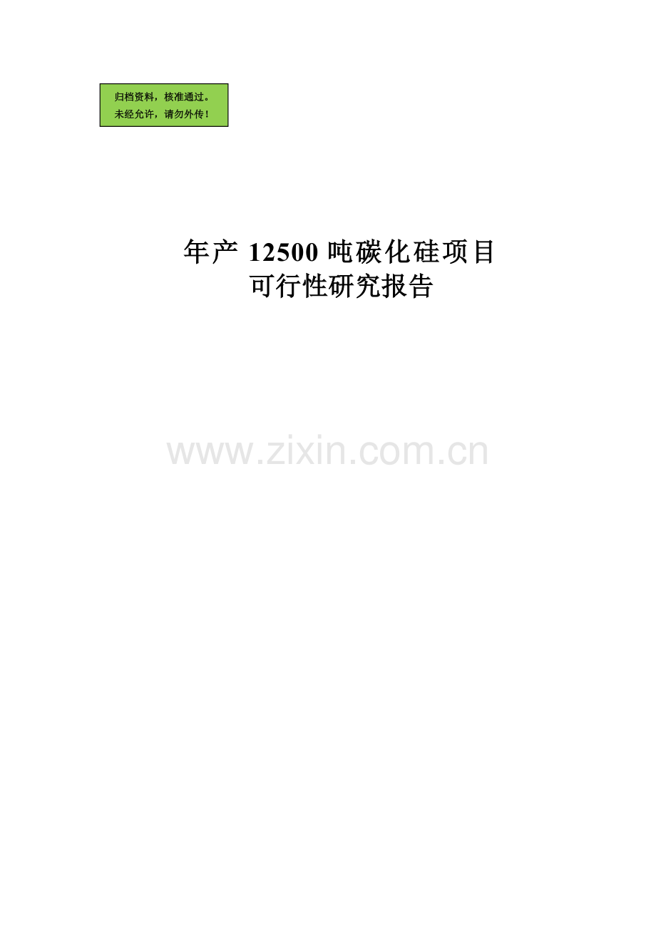 年产12500吨碳化硅项目可行性研究报告(优秀可行性研究).doc_第1页