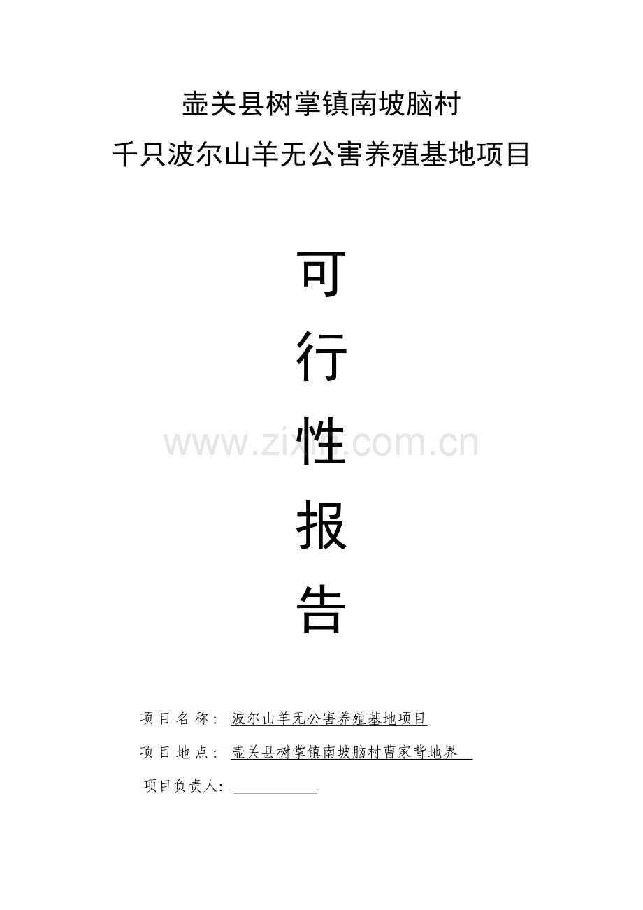 南坡脑村千只波尔山羊养殖基地项目可行性报告.doc_第1页