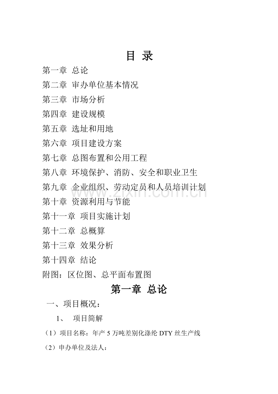 年产5万吨差别化涤纶dty丝生产线项目可行性研究报告书.doc_第2页
