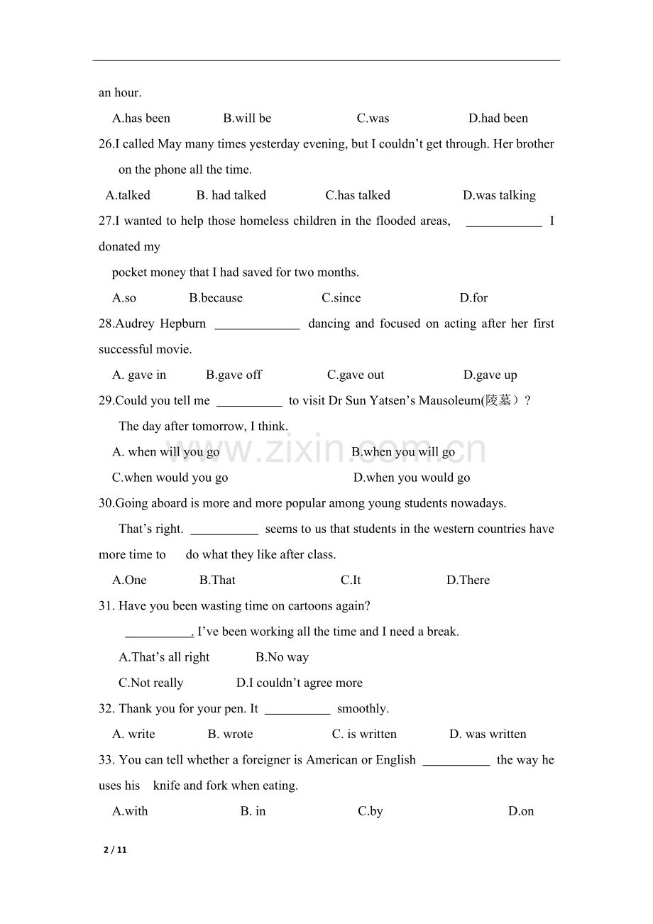 国美附中招生英语试题01.doc_第2页