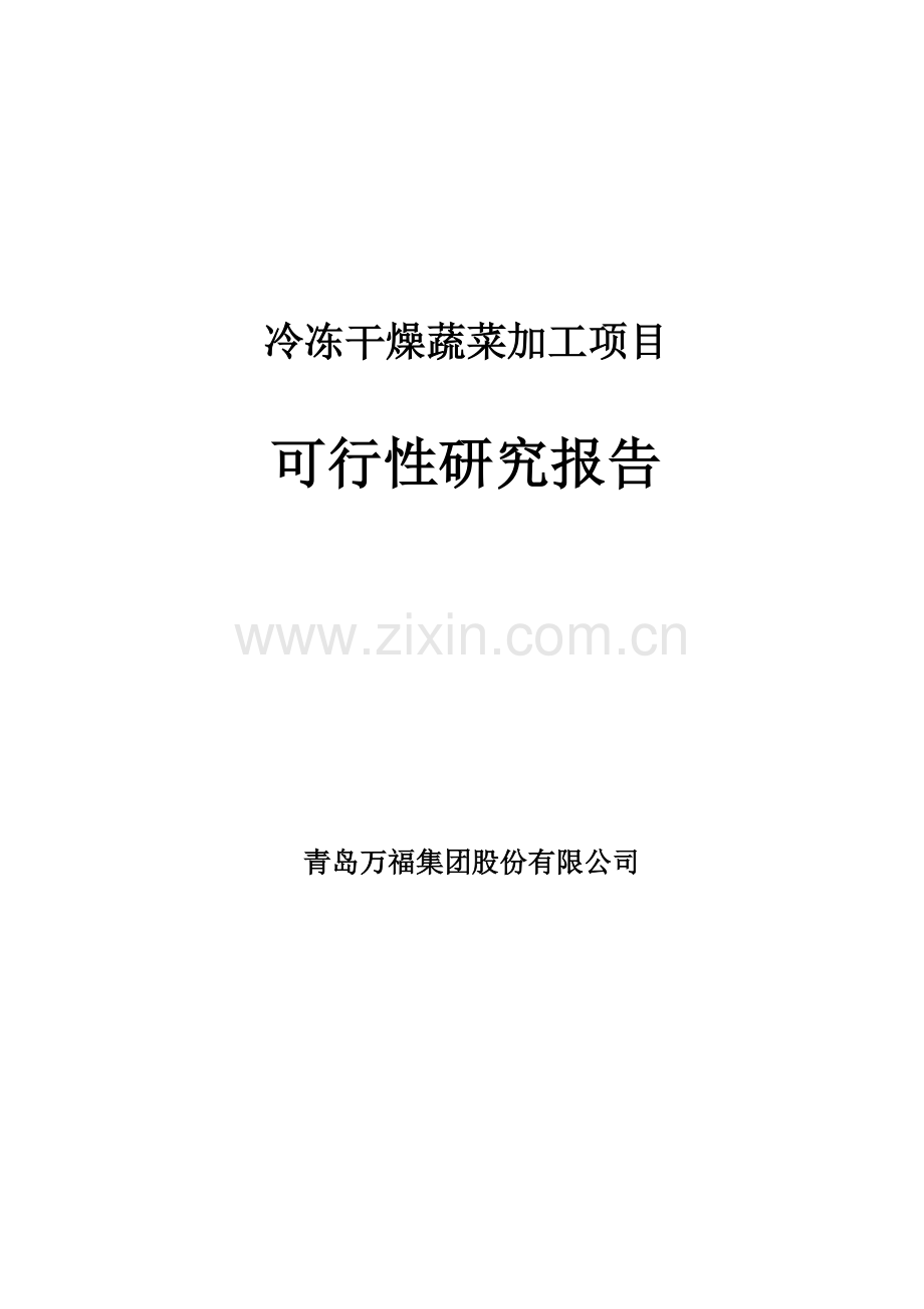 冷冻干燥蔬菜加工可研报告计划书.doc_第1页