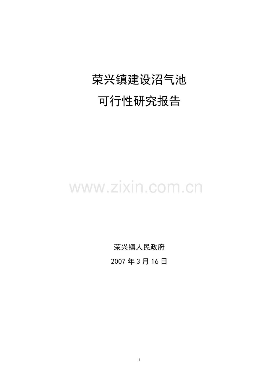 荣兴镇投资沼气池投资可行性策划书.doc_第1页