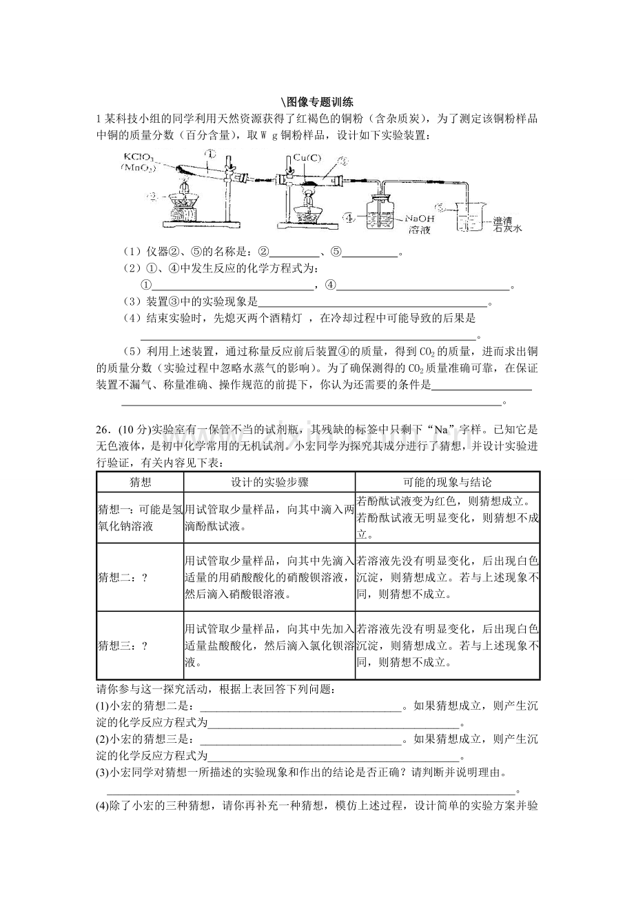 初三化学图像专题训练.doc_第1页