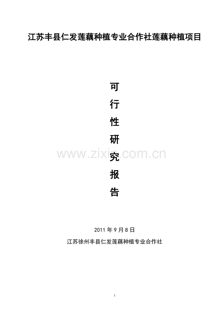 仁发莲藕种植专业合作社莲藕种植可研报告.doc_第1页