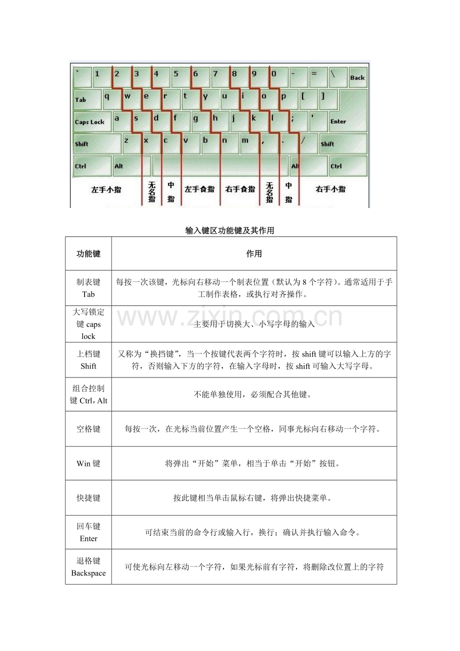 键盘布局、输入键区功能键及其作用、编辑控制键区中的按键及其作用.doc_第1页