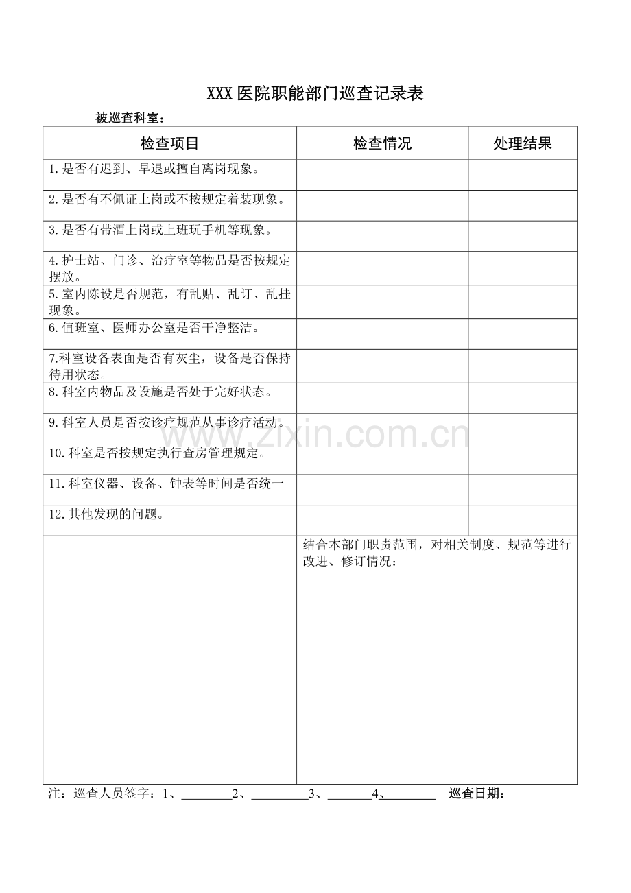 职能部门巡查表格.doc_第1页